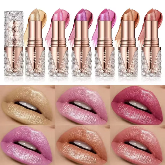 Fine Glitter lipstick, quicksand gold lipstick, moisturizing silky mermaid girl pink, long-lasting waterproof, grapefruit orange