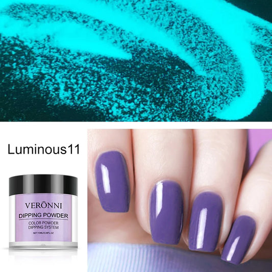 12 Colors Luminous Effect Dip Nail Powder Neon Nail Art Powder Dipping Powder System For DIY Home Salon 3D Manicure Extension
