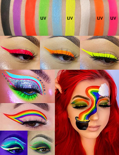Face Body PaintingWater Soluble Colour UV Eyeliner PaletteLuminous EyelinerQuick DryingNon-Smudge Body Painting Art Cream Makeup