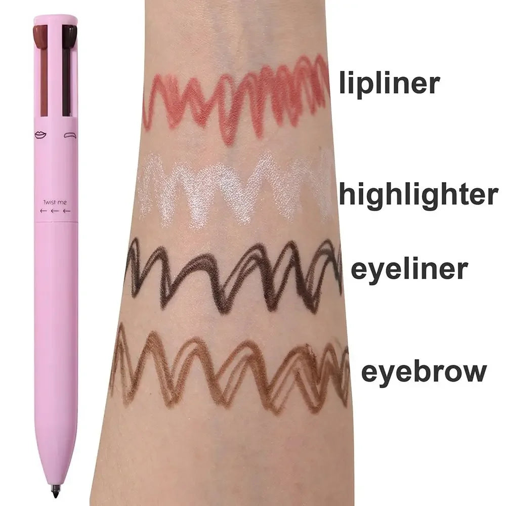 4 in 1 Eyeliner Gel Pen, Makeup Pen Natural Eyeshadow Highlighter Lip Liner