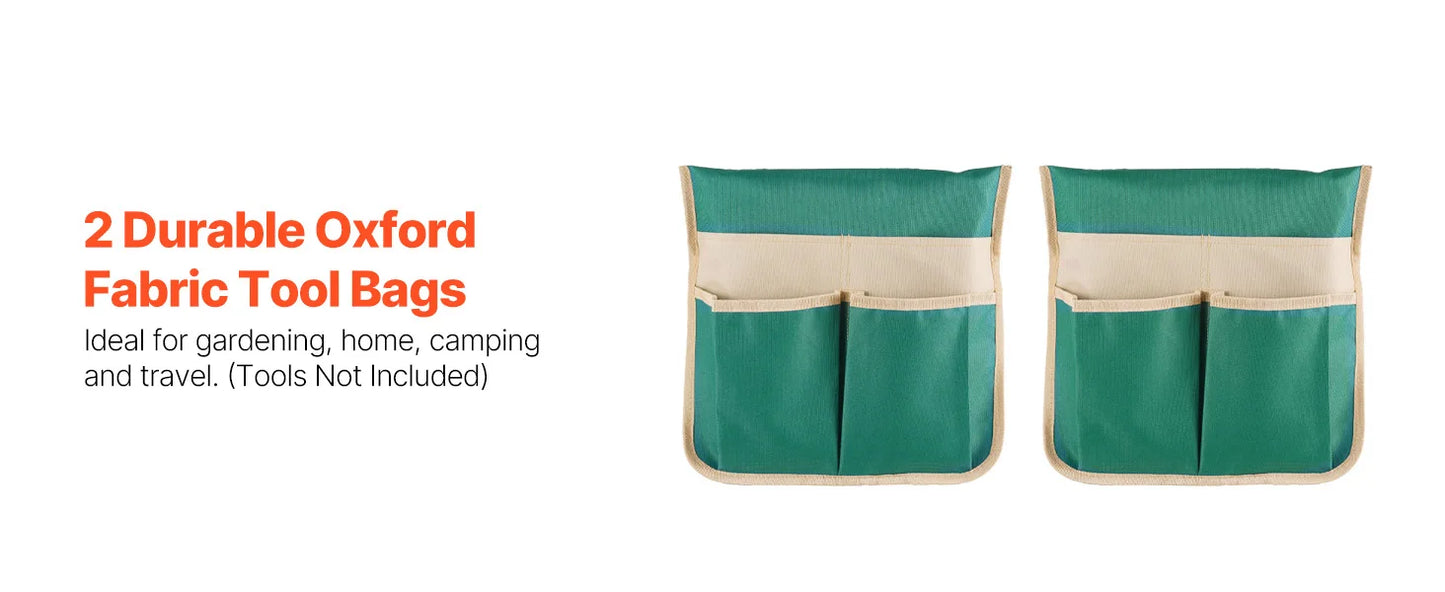 Garden Kneeler and Seat 6 inch Wide Kneeling Pad Heavy Duty Garden Kneeling Stool Folding Garden Seat with 2 Tool Bags