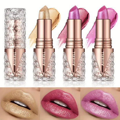 Fine Glitter lipstick, quicksand gold lipstick, moisturizing silky mermaid girl pink, long-lasting waterproof， grapefruit orange