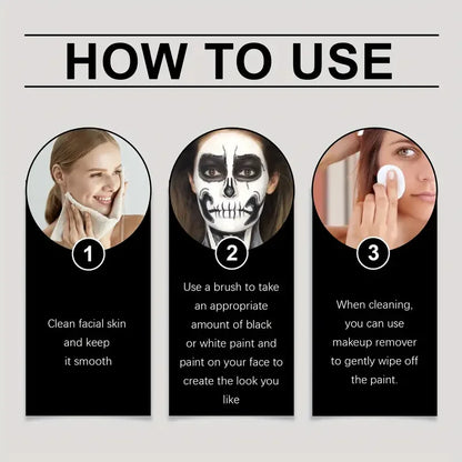 Body Painting Kit-Black and White Halloween Body Painting Painting Palette for Halloween Cosplay Party SFX Artistic Stage Makeup