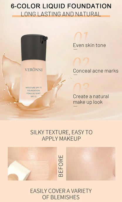 Matte Liquid Foundation Oil Control Concealer Natural Face Base Professional Makeup