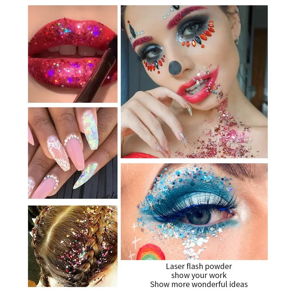 Gel Liquid Glitter Eyeshadow Lip Body Long Lasting Glitter Gel for Hair,Face and Body Makeup, Party, Music Festival