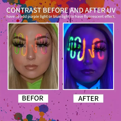 Face Body PaintingWater Soluble Colour UV Eyeliner PaletteLuminous EyelinerQuick DryingNon-Smudge Body Painting Art Cream Makeup