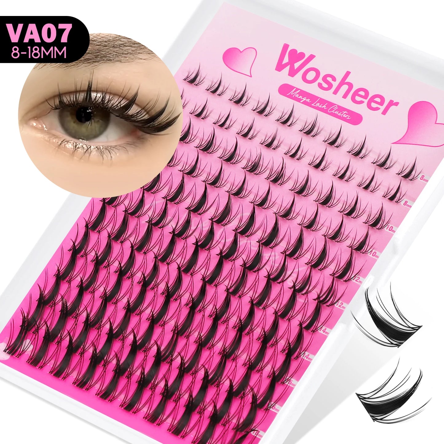 WOSHEER Lash Clusters Manga Lash Clusters Kit Clear Fairy Eyelash Clusters Wet-Look Spiky Anime Lashes Individual Lashes