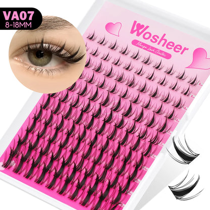 WOSHEER Lash Clusters Manga Lash Clusters Kit Clear Fairy Eyelash Clusters Wet-Look Spiky Anime Lashes Individual Lashes