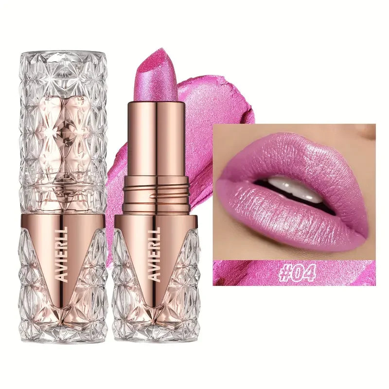 Fine Glitter lipstick, quicksand gold lipstick, moisturizing silky mermaid girl pink, long-lasting waterproof， grapefruit orange