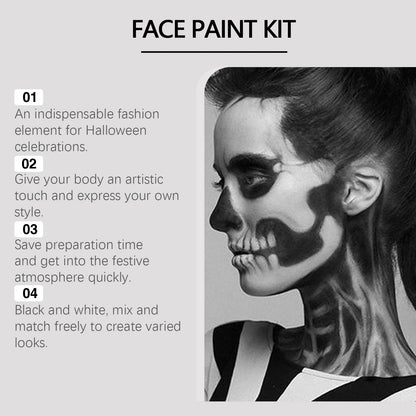 Body Painting Kit-Black and White Halloween Body Painting Painting Palette for Halloween Cosplay Party SFX Artistic Stage Makeup