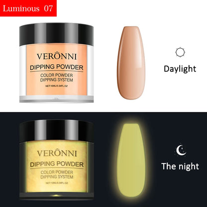 12 Colors Luminous Effect Dip Nail Powder Neon Nail Art Powder Dipping Powder System For DIY Home Salon 3D Manicure Extension
