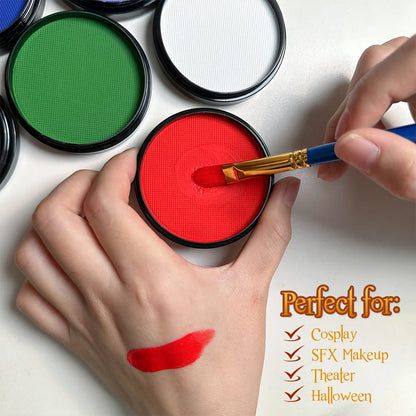 Water Monochromatic Face Body Painting Palette Makeup Body Partie 10 Brushes and Palettes Set 30G