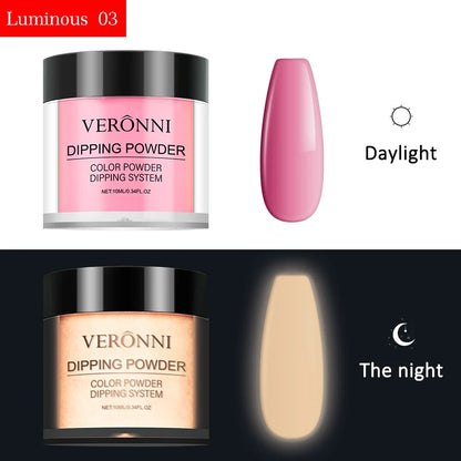 12 Colors Luminous Effect Dip Nail Powder Neon Nail Art Powder Dipping Powder System For DIY Home Salon 3D Manicure Extension