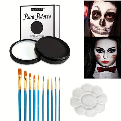 Water Monochromatic Face Body Painting Palette Makeup Body Partie 10 Brushes and Palettes Set 30G