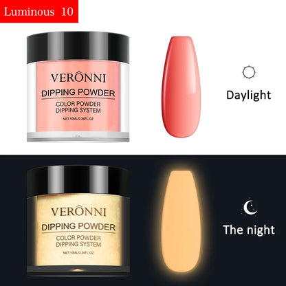 12 Colors Luminous Effect Dip Nail Powder Neon Nail Art Powder Dipping Powder System For DIY Home Salon 3D Manicure Extension