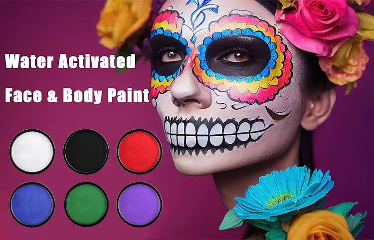 Water Monochromatic Face Body Painting Palette Makeup Body Partie 10 Brushes and Palettes Set 30G