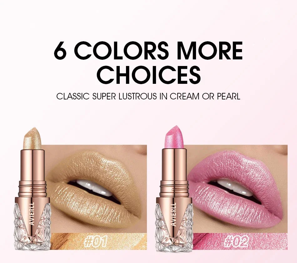 Fine Glitter lipstick, quicksand gold lipstick, moisturizing silky mermaid girl pink, long-lasting waterproof， grapefruit orange