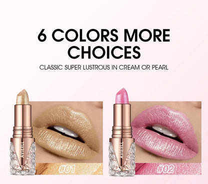 Fine Glitter lipstick, quicksand gold lipstick, moisturizing silky mermaid girl pink, long-lasting waterproof， grapefruit orange