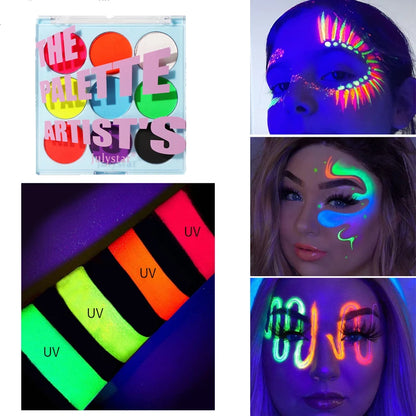 Face Body PaintingWater Soluble Colour UV Eyeliner PaletteLuminous EyelinerQuick DryingNon-Smudge Body Painting Art Cream Makeup