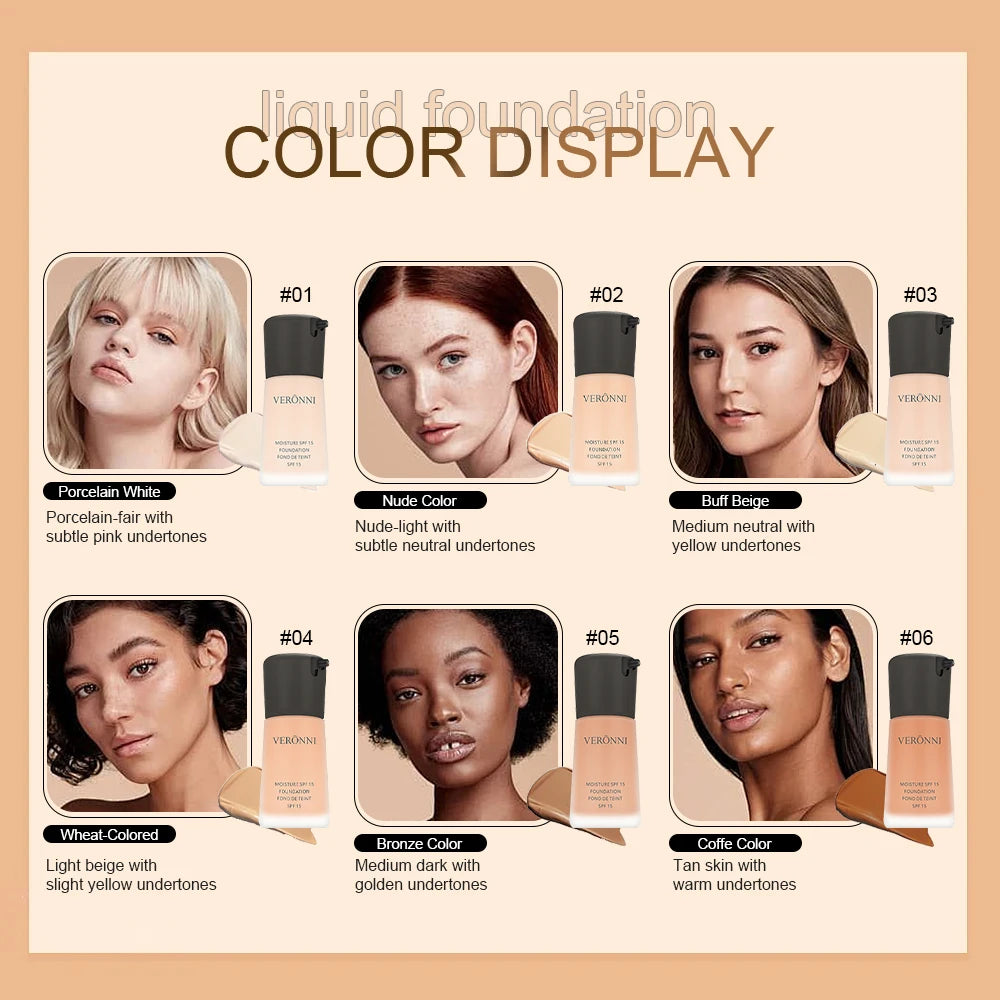 Matte Liquid Foundation Oil Control Concealer Natural Face Base Professional Makeup