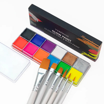 12 Cores UV Glow Paint Fluorescent Neon Oil Face Body Cosmetic Party Paint Fancy New Year Cosplay Makeup