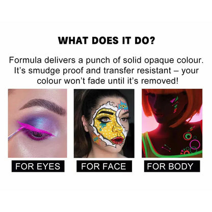 12 Cores UV Glow Paint Fluorescent Neon Oil Face Body Cosmetic Party Paint Fancy New Year Cosplay Makeup