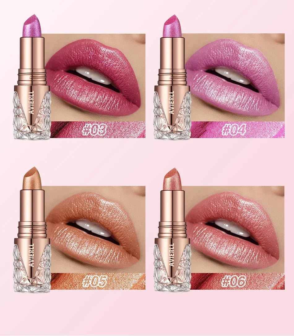 Fine Glitter lipstick, quicksand gold lipstick, moisturizing silky mermaid girl pink, long-lasting waterproof， grapefruit orange
