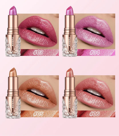 Fine Glitter lipstick, quicksand gold lipstick, moisturizing silky mermaid girl pink, long-lasting waterproof， grapefruit orange