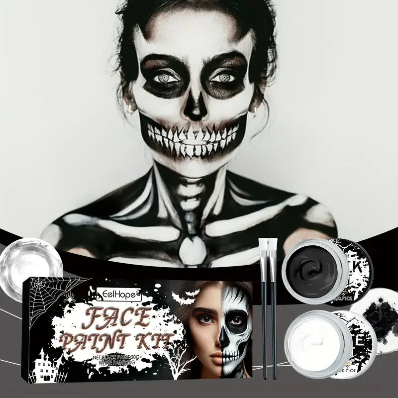 Body Painting Kit-Black and White Halloween Body Painting Painting Palette for Halloween Cosplay Party SFX Artistic Stage Makeup
