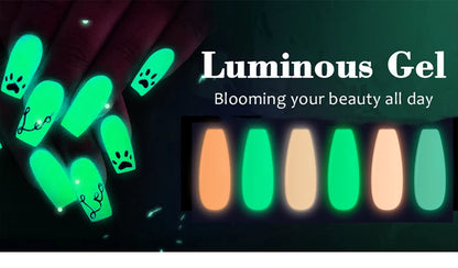 12 Colors Luminous Effect Dip Nail Powder Neon Nail Art Powder Dipping Powder System For DIY Home Salon 3D Manicure Extension