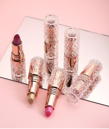 Fine Glitter lipstick, quicksand gold lipstick, moisturizing silky mermaid girl pink, long-lasting waterproof， grapefruit orange