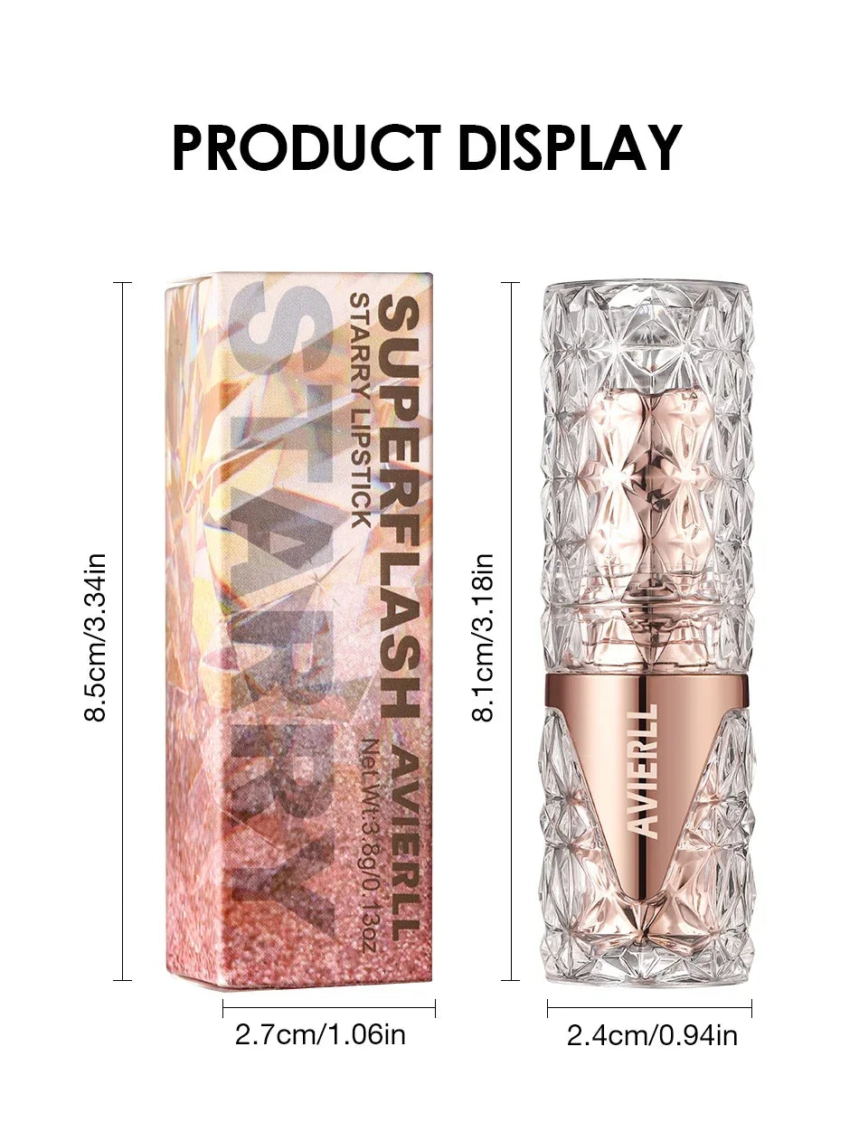 Fine Glitter lipstick, quicksand gold lipstick, moisturizing silky mermaid girl pink, long-lasting waterproof， grapefruit orange