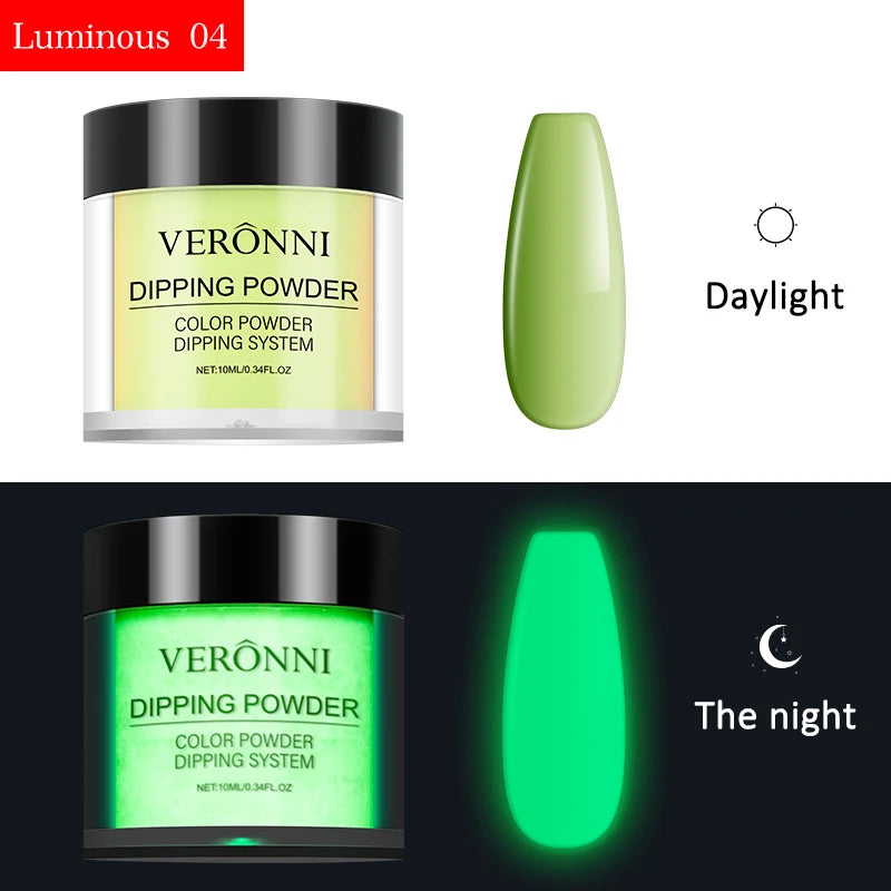 12 Colors Luminous Effect Dip Nail Powder Neon Nail Art Powder Dipping Powder System For DIY Home Salon 3D Manicure Extension