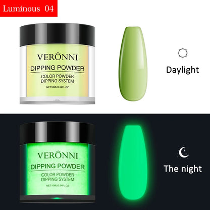 12 Colors Luminous Effect Dip Nail Powder Neon Nail Art Powder Dipping Powder System For DIY Home Salon 3D Manicure Extension