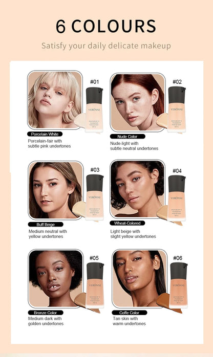 Matte Liquid Foundation Oil Control Concealer Natural Face Base Professional Makeup