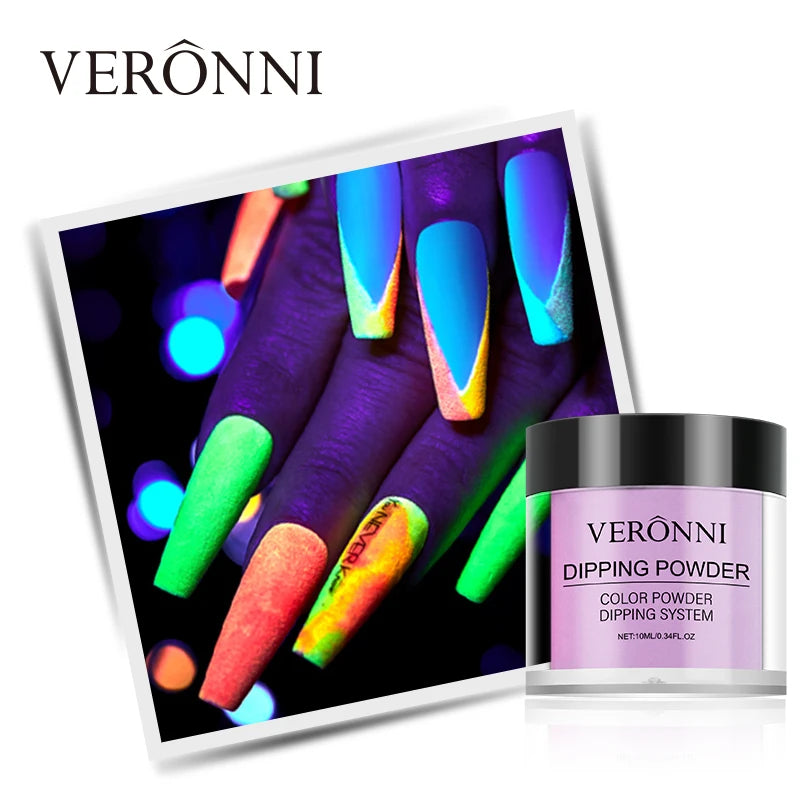 12 Colors Luminous Effect Dip Nail Powder Neon Nail Art Powder Dipping Powder System For DIY Home Salon 3D Manicure Extension