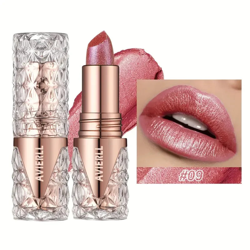 Fine Glitter lipstick, quicksand gold lipstick, moisturizing silky mermaid girl pink, long-lasting waterproof， grapefruit orange
