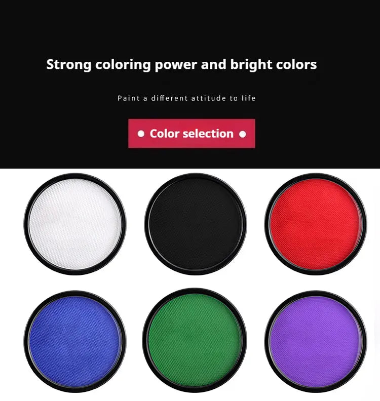 Water Monochromatic Face Body Painting Palette Makeup Body Partie 10 Brushes and Palettes Set 30G