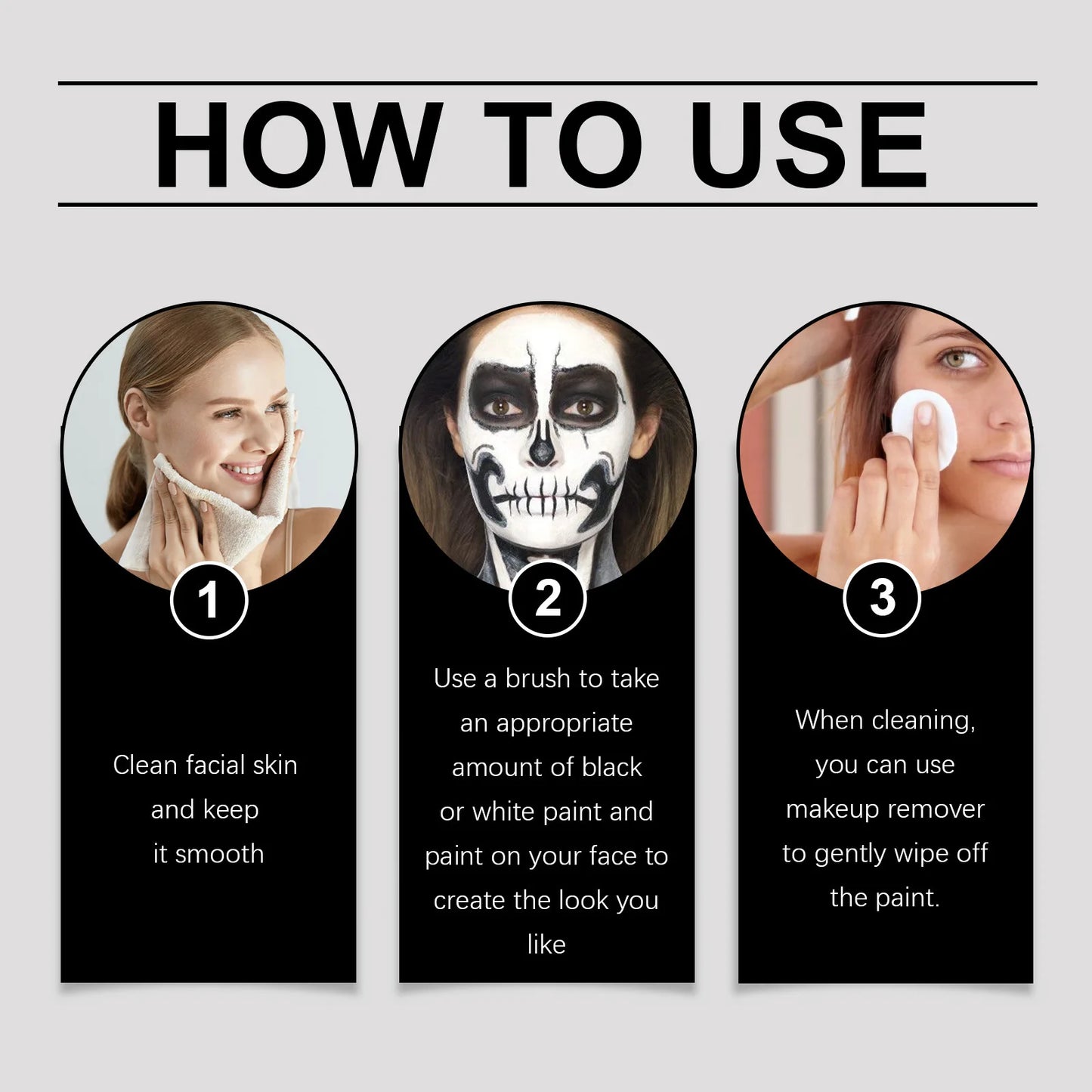 Body Painting Kit-Black and White Halloween Body Painting Painting Palette for Halloween Cosplay Party SFX Artistic Stage Makeup