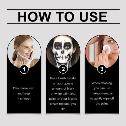 Body Painting Kit-Black and White Halloween Body Painting Painting Palette for Halloween Cosplay Party SFX Artistic Stage Makeup