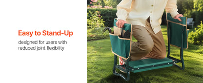 Garden Kneeler and Seat 6 inch Wide Kneeling Pad Heavy Duty Garden Kneeling Stool Folding Garden Seat with 2 Tool Bags