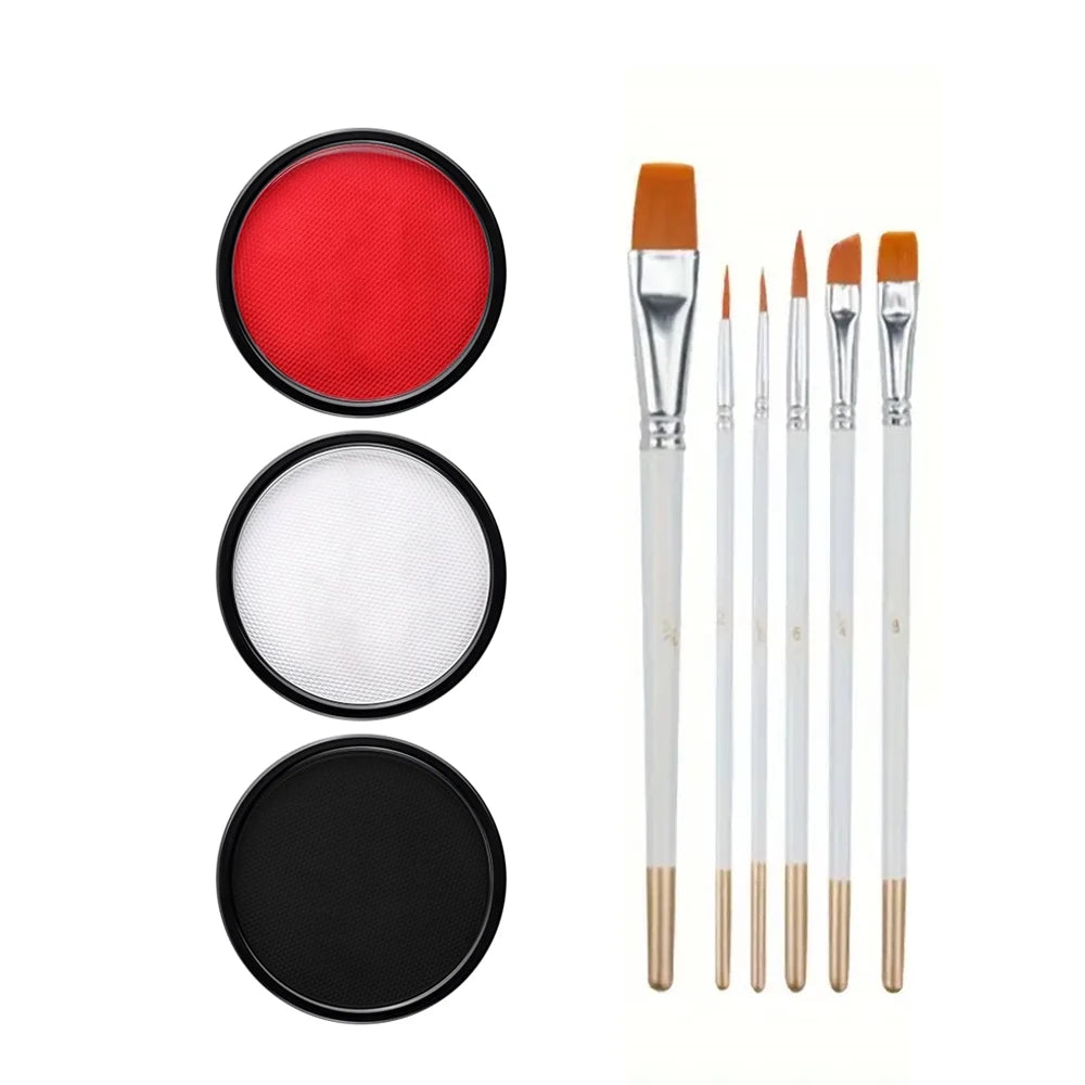 Water Monochromatic Face Body Painting Palette Makeup Body Partie 10 Brushes and Palettes Set 30G