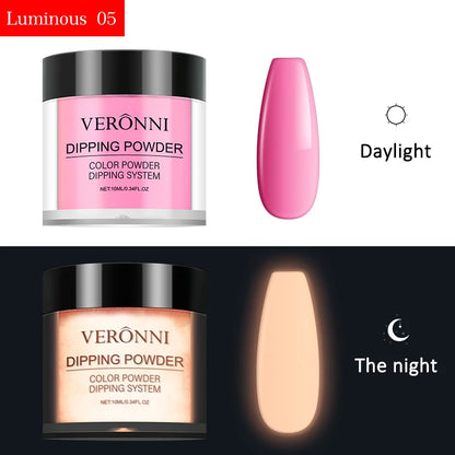 12 Colors Luminous Effect Dip Nail Powder Neon Nail Art Powder Dipping Powder System For DIY Home Salon 3D Manicure Extension