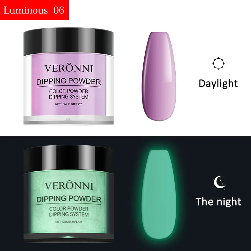 12 Colors Luminous Effect Dip Nail Powder Neon Nail Art Powder Dipping Powder System For DIY Home Salon 3D Manicure Extension