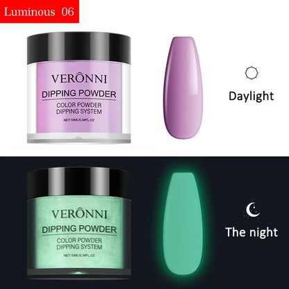 12 Colors Luminous Effect Dip Nail Powder Neon Nail Art Powder Dipping Powder System For DIY Home Salon 3D Manicure Extension