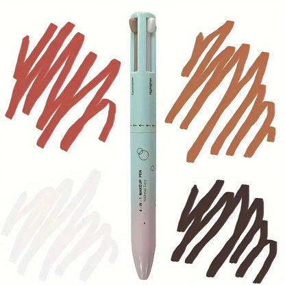 4 in 1 Eyeliner Gel Pen, Makeup Pen Natural Eyeshadow Highlighter Lip Liner