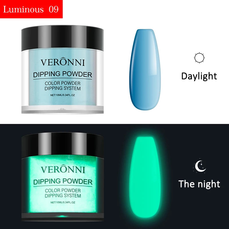 12 Colors Luminous Effect Dip Nail Powder Neon Nail Art Powder Dipping Powder System For DIY Home Salon 3D Manicure Extension