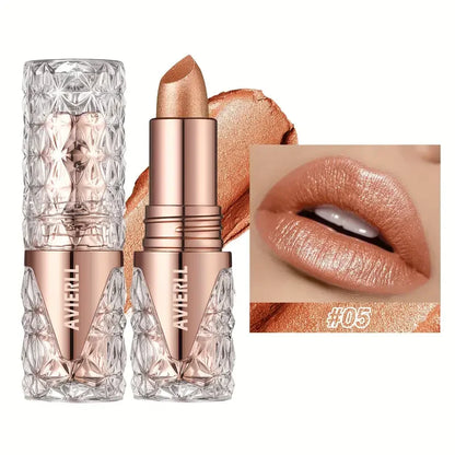 Fine Glitter lipstick, quicksand gold lipstick, moisturizing silky mermaid girl pink, long-lasting waterproof， grapefruit orange