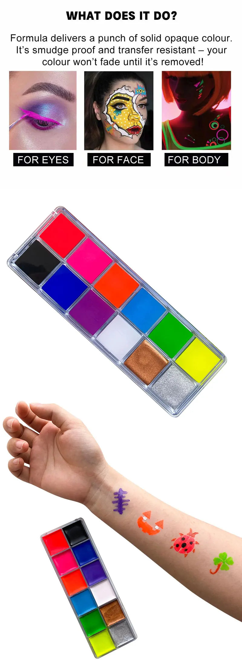 12 Cores UV Glow Paint Fluorescent Neon Oil Face Body Cosmetic Party Paint Fancy New Year Cosplay Makeup