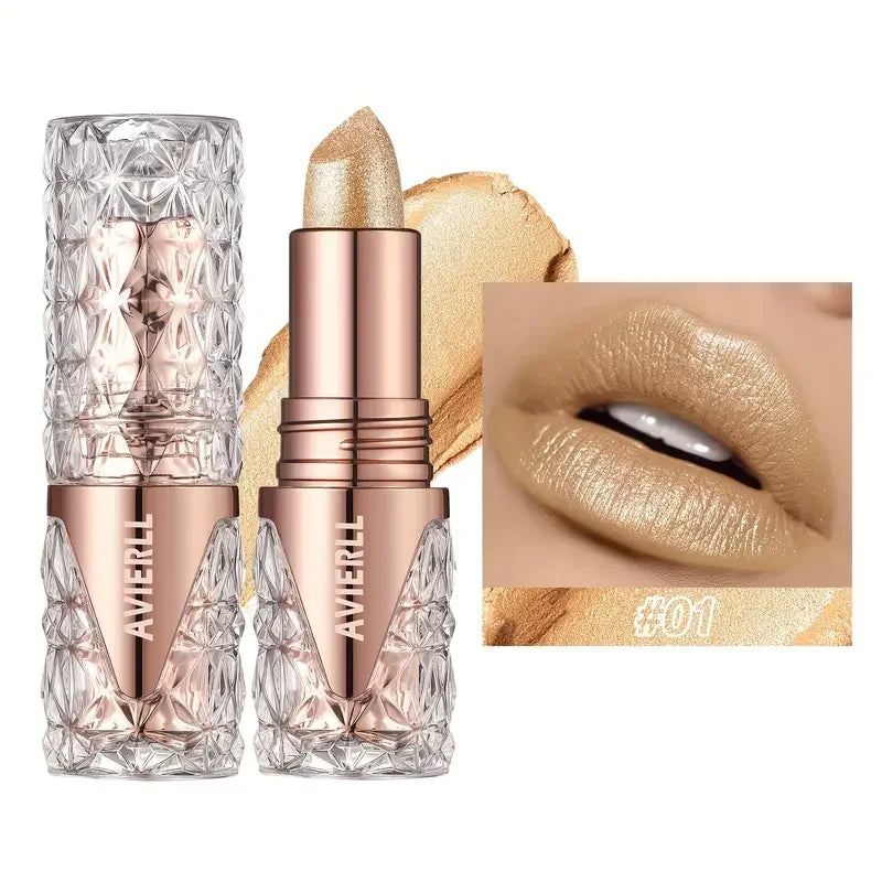 Fine Glitter lipstick, quicksand gold lipstick, moisturizing silky mermaid girl pink, long-lasting waterproof， grapefruit orange
